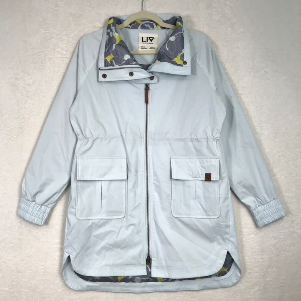Liv Outdoor‎ Rain Jacket Womens Small Light Blue Utility Water Wind Resistant **